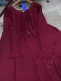 Elegant Maroon Georgette Classic Abaya - 1 Piece